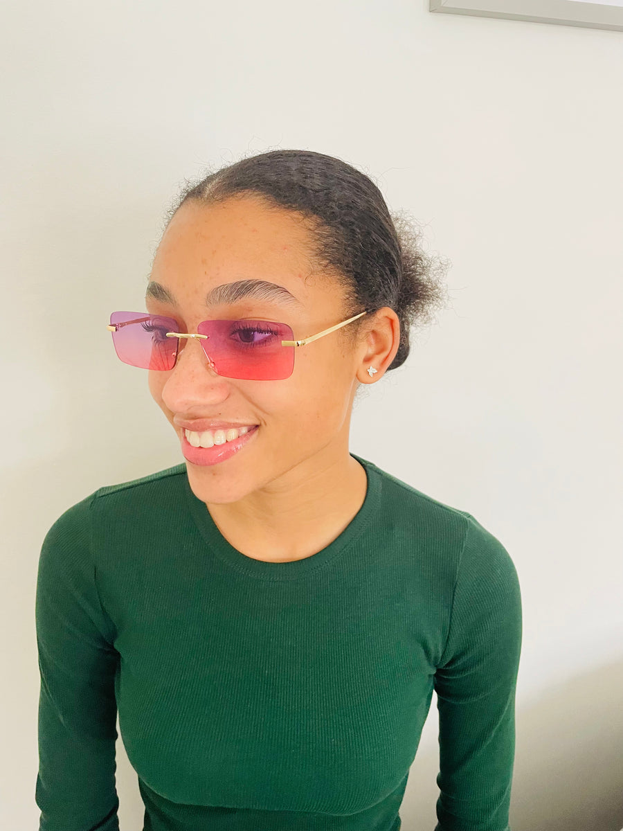 Tiffany&co. rimless sunglass y2k 美品 FF1009 Luxury Futuristic Mirrored Shades for Sports Flat Top