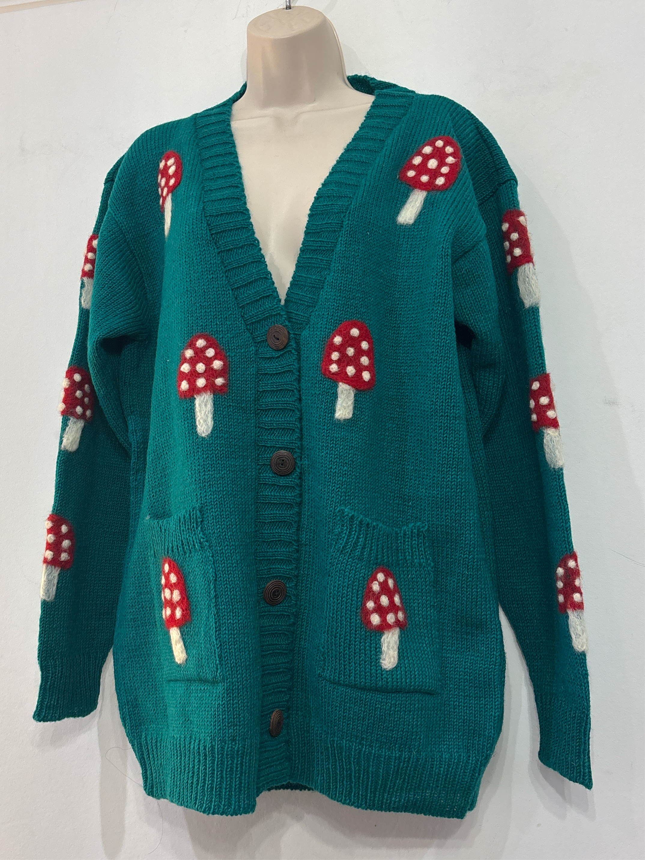 Mushroom Cardigan Teal