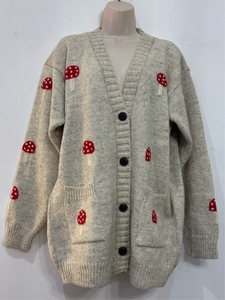 Mushroom Cardigan White