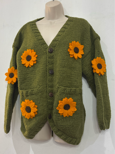 Sun Flower Cardigan Khaki