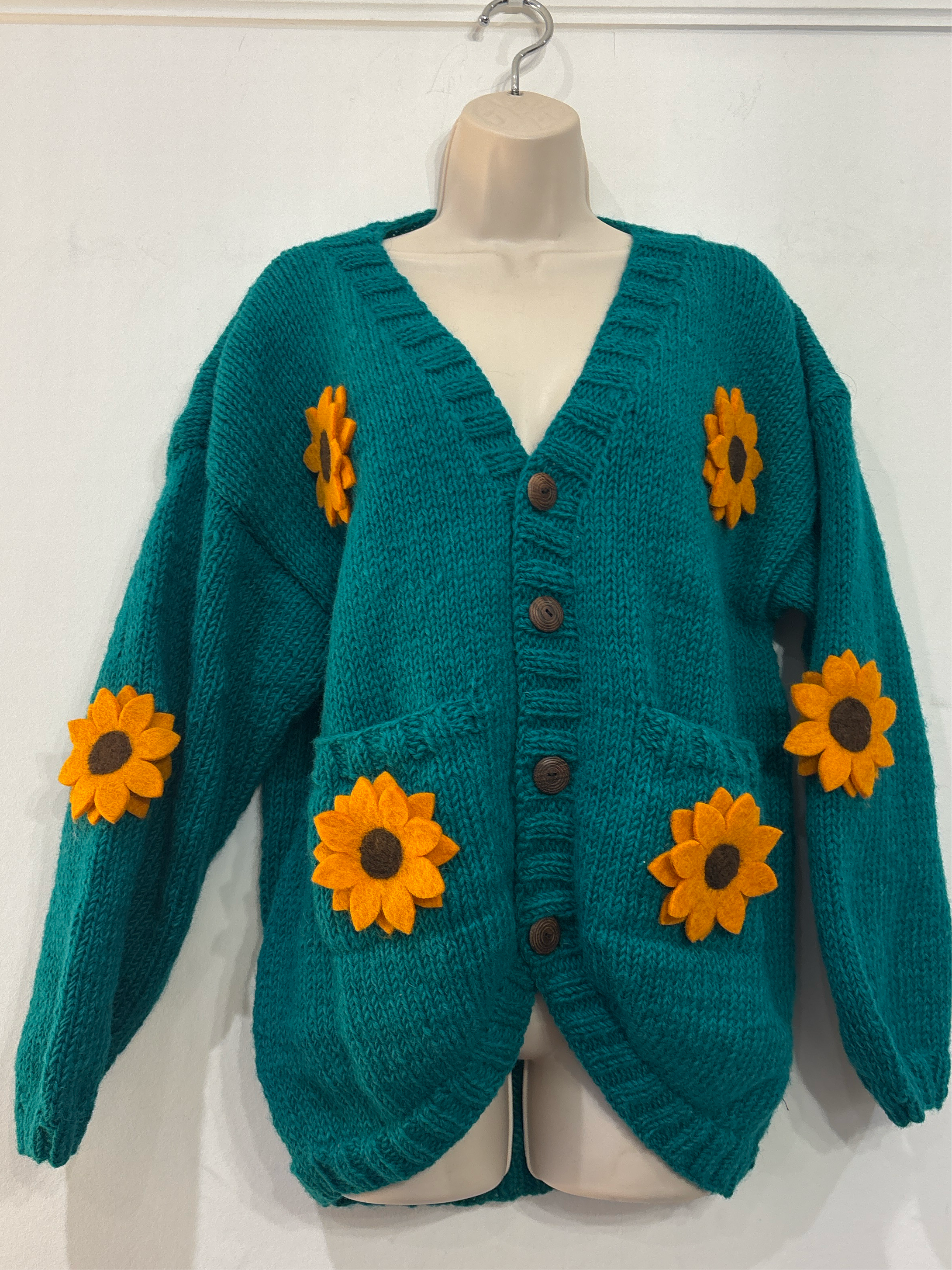Sun Flower Cardigan Teal