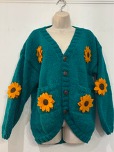 Load image into Gallery viewer, Sun Flower Cardigan Teal