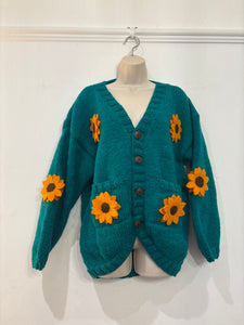 Sun Flower Cardigan Teal