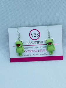 Green Frog Earrings