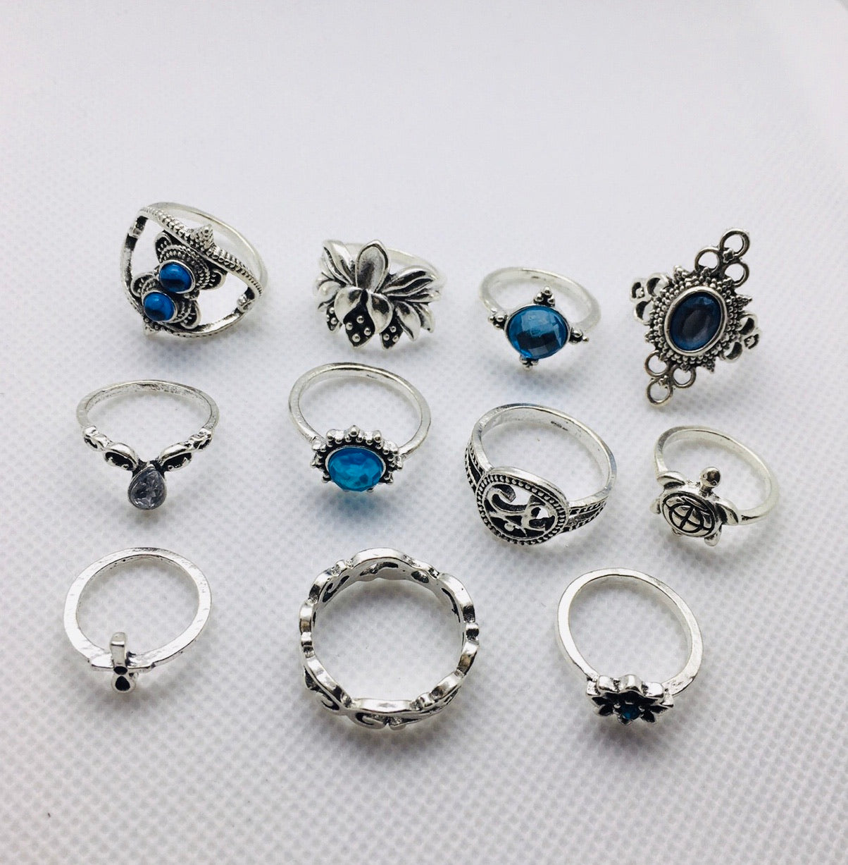 Blue Gemstone Ring Set