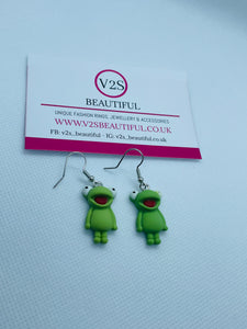 Green Frog Earrings