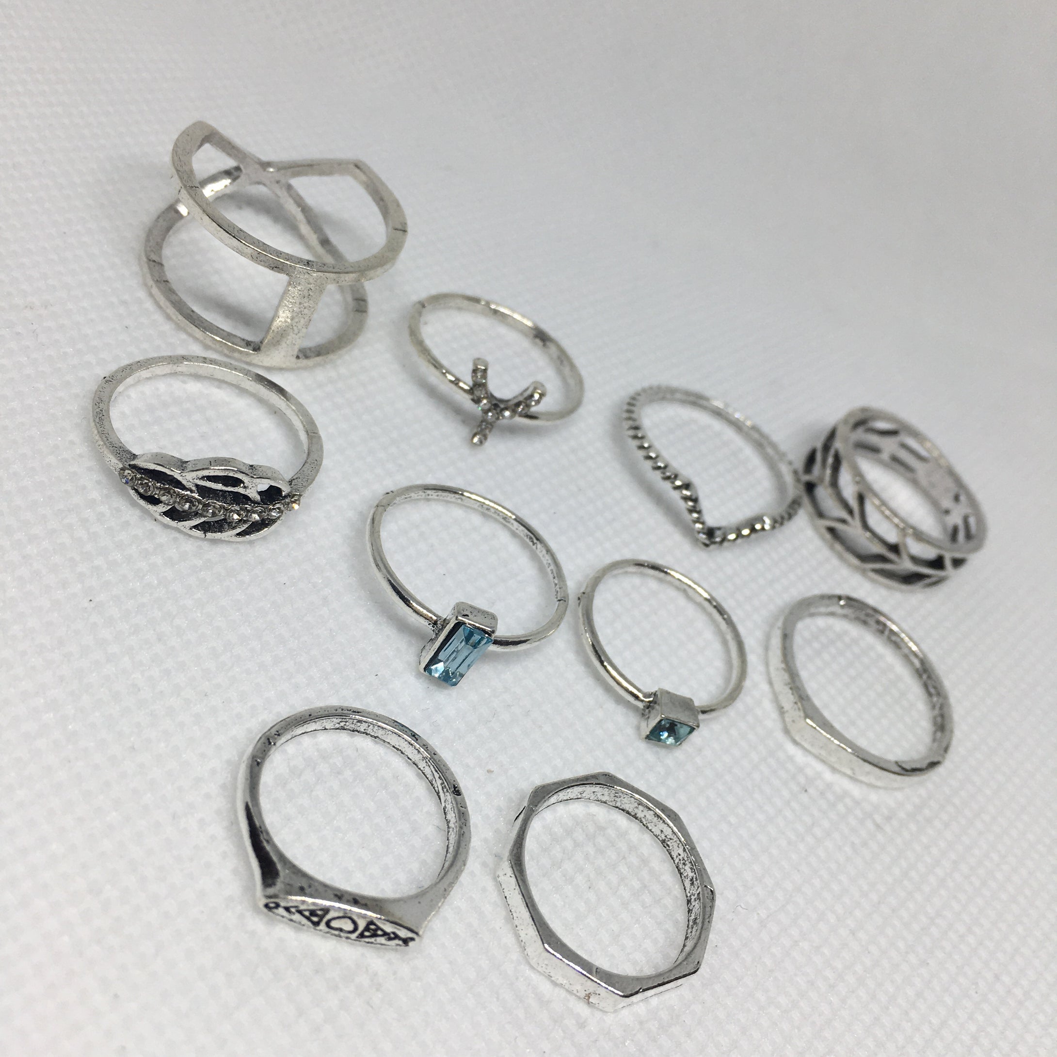 minimalist ring set silver 