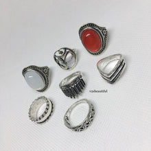 Load image into Gallery viewer, 7pcs Vintage Stackable Ring Set, Bohemian Ring Set Sliver