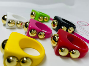 6pcs Chunky Colourful Rings