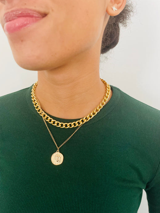 Gold Coin Chain Choker Necklace