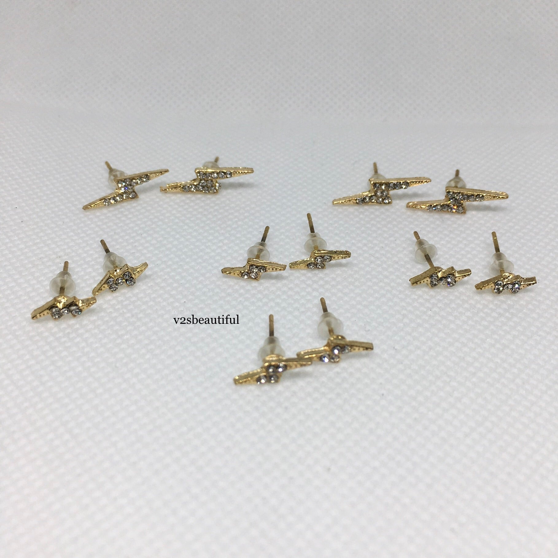 Lightning Bolt Stud Earrings Set