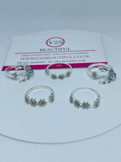 Sparkly Silver Ring Set