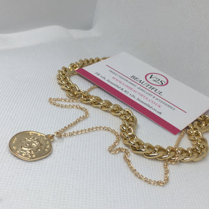 Gold Coin Chain Choker Necklace