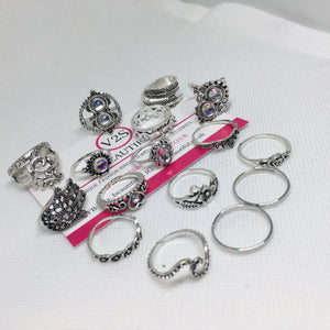 boho rings set sliver uk