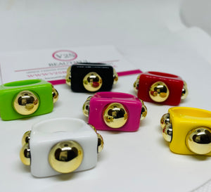 6pcs Chunky Colourful Rings