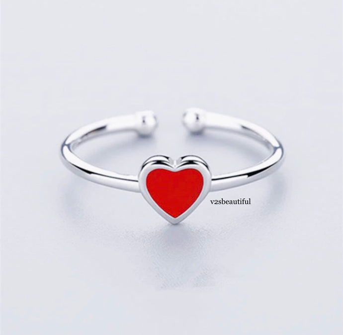 red love heart ring