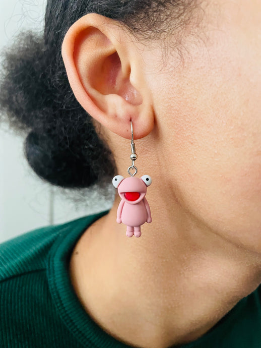 Pink Frog Earrings