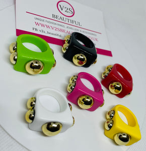 6pcs Chunky Colourful Rings