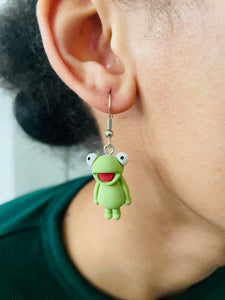 Green Frog Earrings