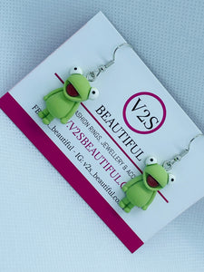 Green Frog Earrings