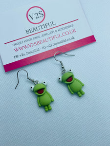 Green Frog Earrings