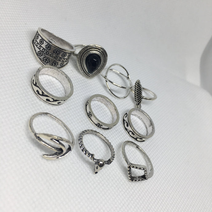 boho ring set sliver uk