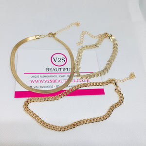 3 Gold Anklet Bracelet Set,