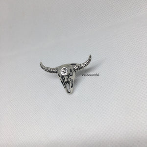 boho bull skull head ring